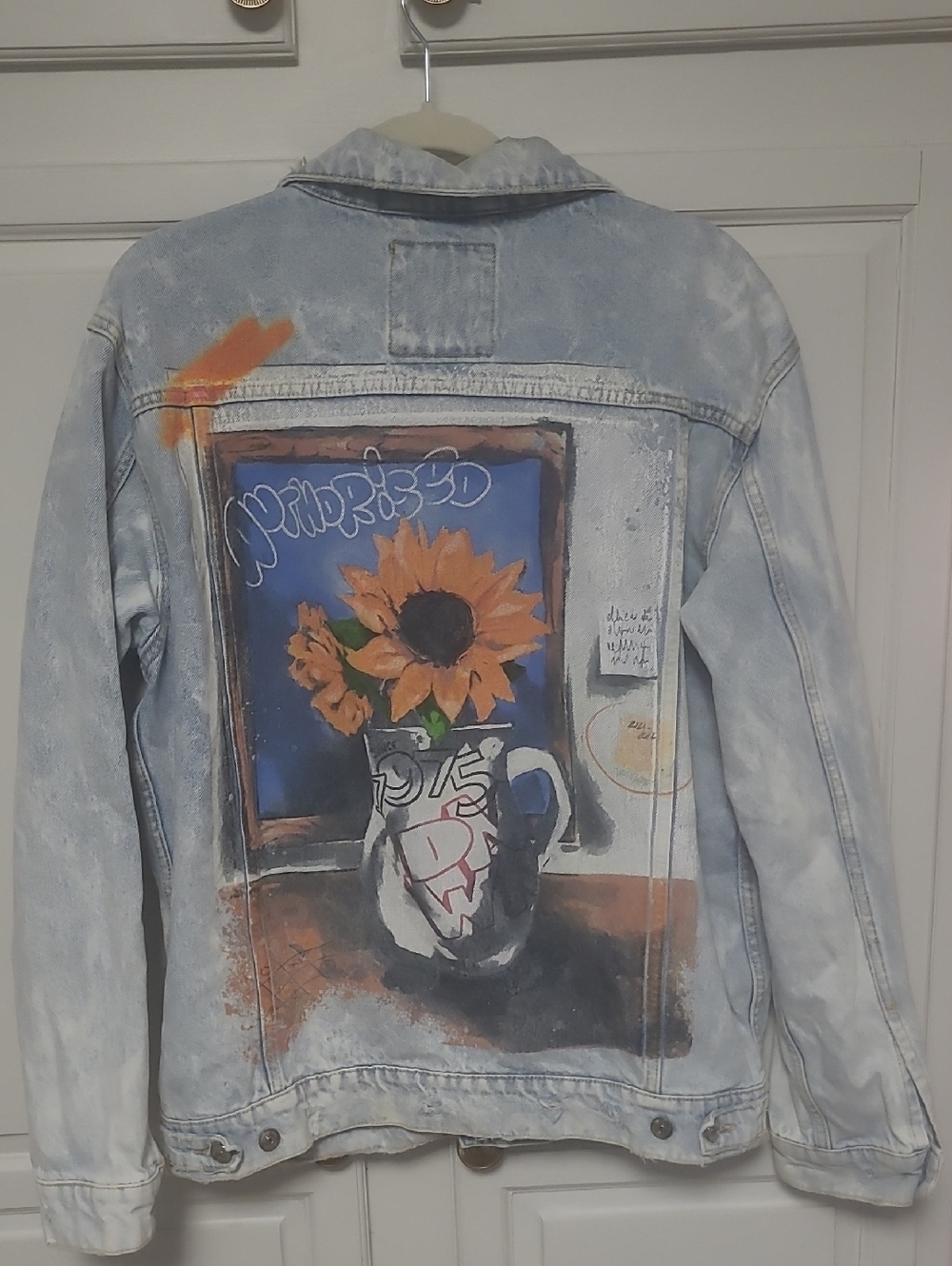 Zara Artwork Light Blue Denim Jacket